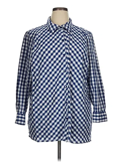 Pre-owned Joan Rivers 3/4 Sleeve Button Down Shirt In Blue