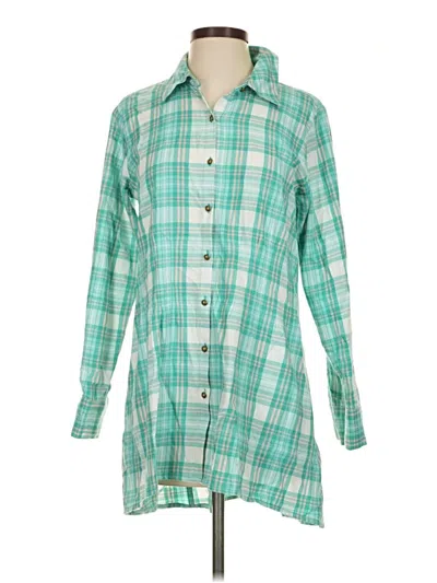 Pre-owned Joan Rivers 3/4 Sleeve Button Down Shirt In Green
