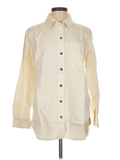 Pre-owned Joan Rivers 3/4 Sleeve Button Down Shirt In Ivory
