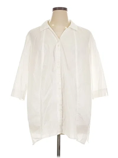 Pre-owned Joan Rivers 3/4 Sleeve Button Down Shirt In Ivory