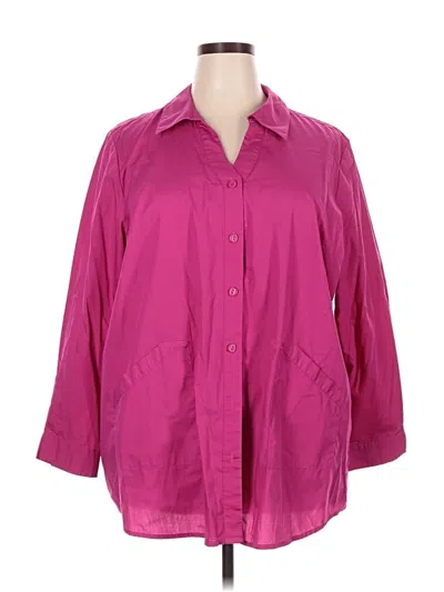 Pre-owned Joan Rivers 3/4 Sleeve Button Down Shirt In Pink