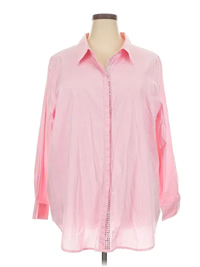 Pre-owned Joan Rivers 3/4 Sleeve Button Down Shirt In Pink