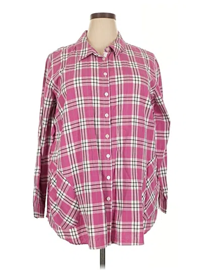 Pre-owned Joan Rivers 3/4 Sleeve Button Down Shirt In Pink