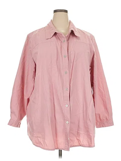 Pre-owned Joan Rivers 3/4 Sleeve Button Down Shirt In Pink