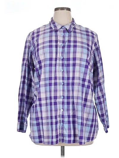 Pre-owned Joan Rivers 3/4 Sleeve Button Down Shirt In Purple