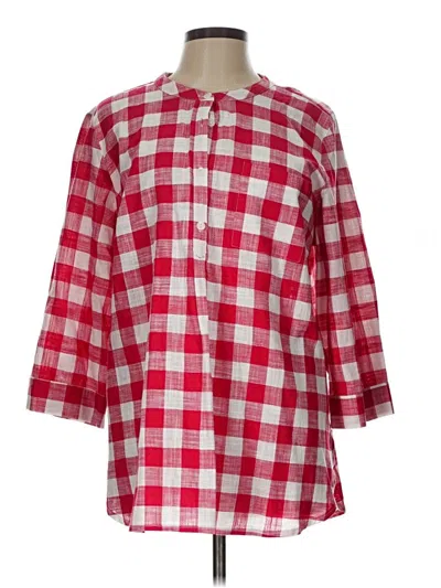 Pre-owned Joan Rivers 3/4 Sleeve Button Down Shirt In Red