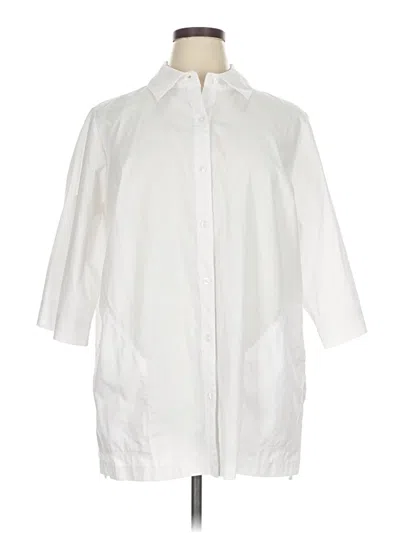 Pre-owned Joan Rivers 3/4 Sleeve Button Down Shirt In White