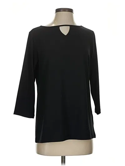 Pre-owned Joan Rivers 3/4 Sleeve Top Black Keyhole Neckline Tops
