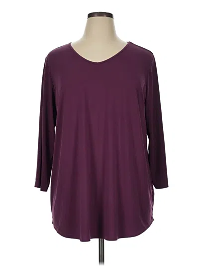 Pre-owned Joan Rivers 3/4 Sleeve Top Burgundy V-neck Tops
