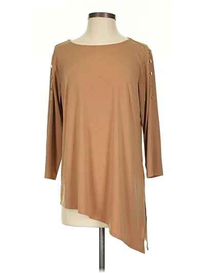 Pre-owned Joan Rivers 3/4 Sleeve Top Tan Boatneck Tops