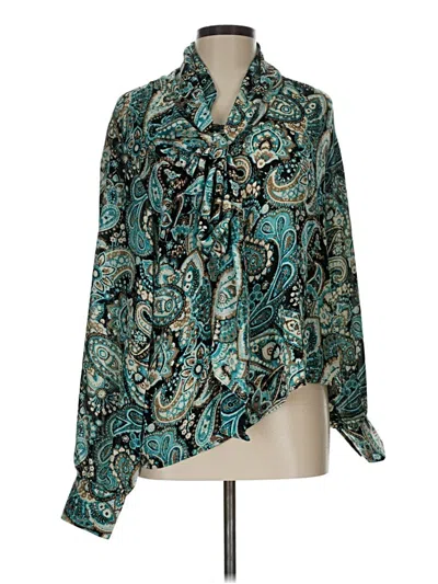 Pre-owned Joan Rivers Long Sleeve Blouse In Blue