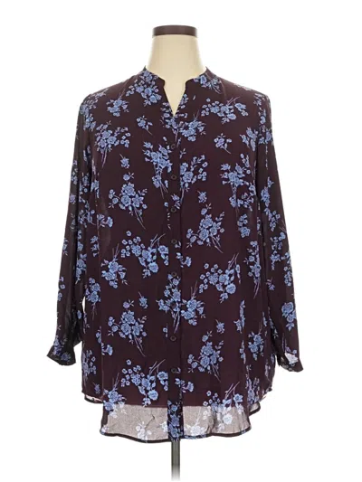 Pre-owned Joan Rivers Long Sleeve Blouse In Blue