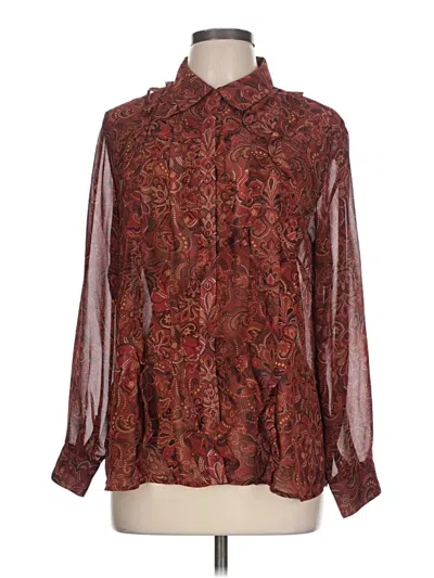 Pre-owned Joan Rivers Long Sleeve Blouse In Burgundy