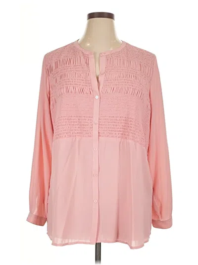 Pre-owned Joan Rivers Long Sleeve Blouse In Pink