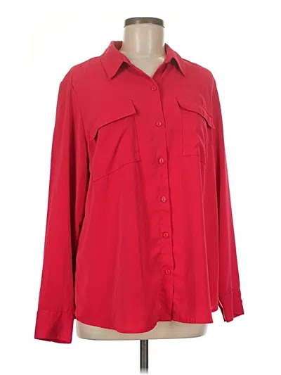 Pre-owned Joan Rivers Long Sleeve Blouse In Red