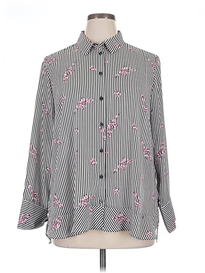 Pre-owned Joan Rivers Long Sleeve Blouse In Silver