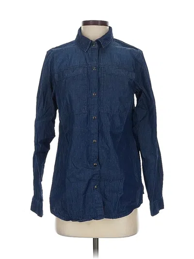 Pre-owned Joan Rivers Long Sleeve Button Down Shirt In Blue