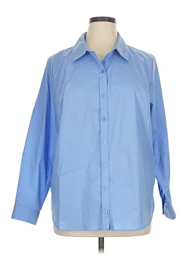 Pre-owned Joan Rivers Long Sleeve Button Down Shirt In Blue