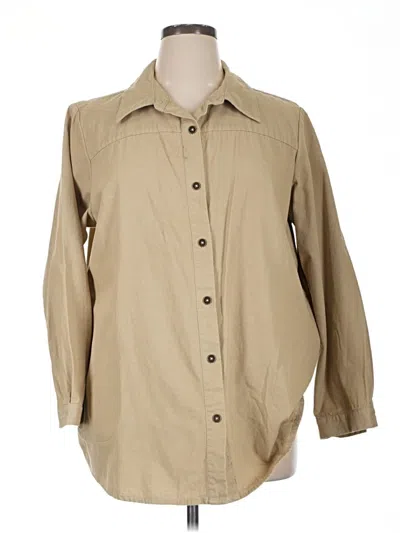 Pre-owned Joan Rivers Long Sleeve Button Down Shirt In Brown