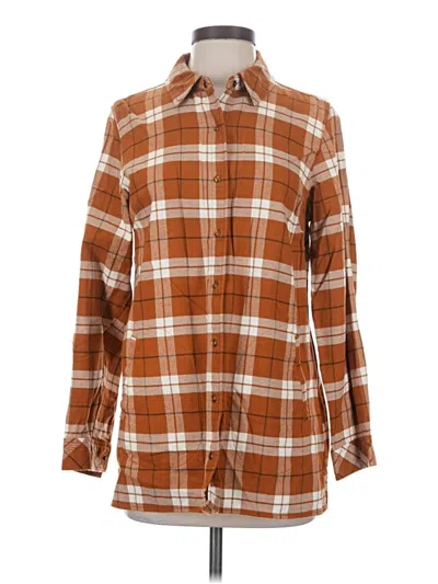 Pre-owned Joan Rivers Long Sleeve Button Down Shirt In Brown