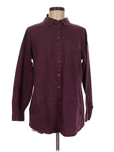 Joan Rivers Long Sleeve Button Down Shirt In Burgundy