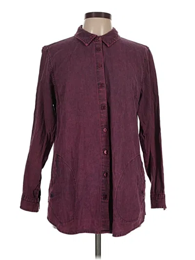 Pre-owned Joan Rivers Long Sleeve Button Down Shirt In Burgundy