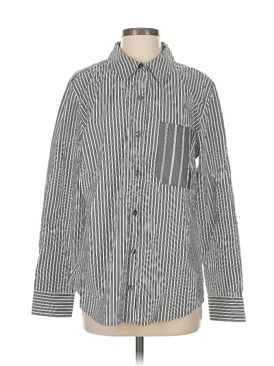 Pre-owned Joan Rivers Long Sleeve Button Down Shirt In Gray