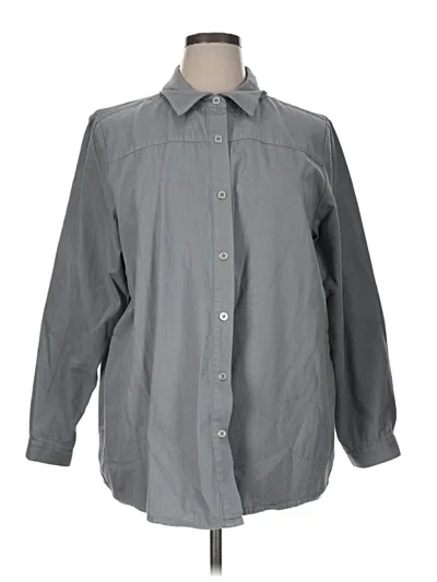 Pre-owned Joan Rivers Long Sleeve Button Down Shirt In Gray