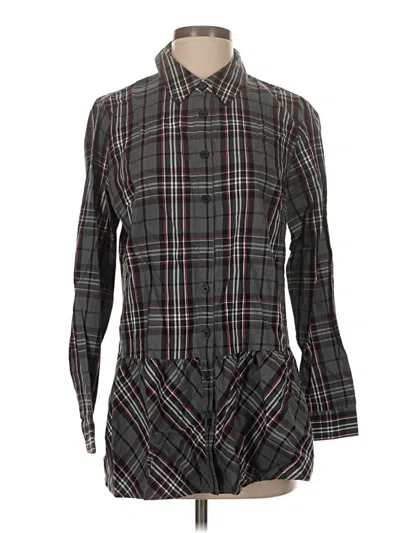 Pre-owned Joan Rivers Long Sleeve Button Down Shirt In Gray