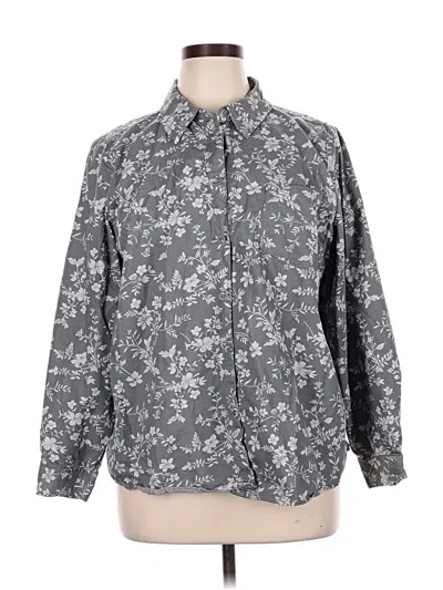 Pre-owned Joan Rivers Long Sleeve Button Down Shirt In Gray