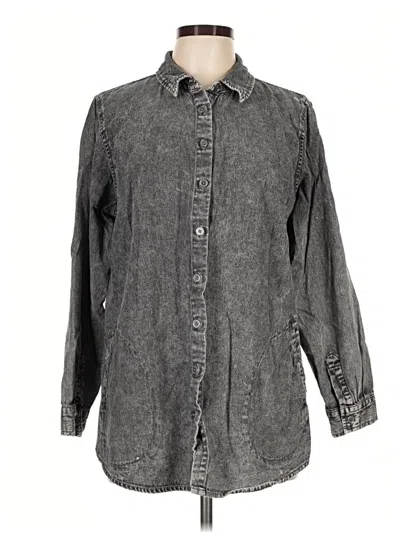 Pre-owned Joan Rivers Long Sleeve Button Down Shirt In Gray