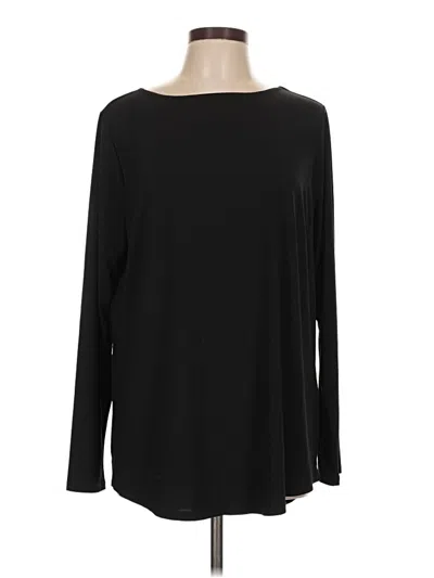 Pre-owned Joan Rivers Long Sleeve Top Black Boatneck Tops