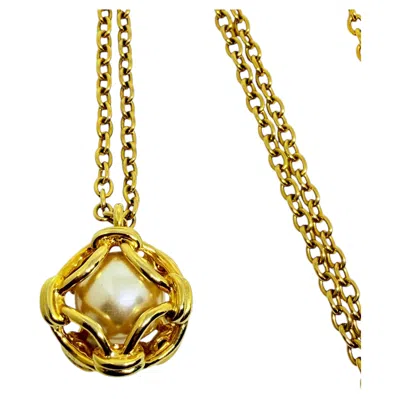 Pre-owned Joan Rivers Signed Vintage Gold Tone Caged Pearl Pendant Designer Chain Necklace In Multiple