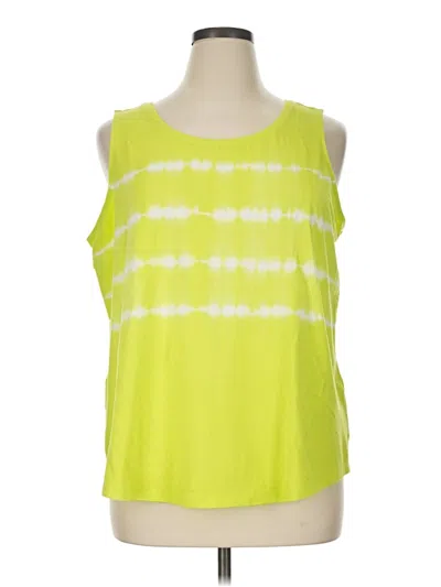 Pre-owned Joan Rivers Tank Top Green Cold Shoulder Neckline Tops