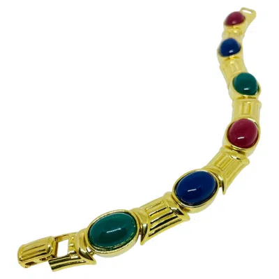 Pre-owned Joan Rivers Vintage  Signed Gold Tone Jewel Royal Glass Cabs Designer Bracelet In Multi