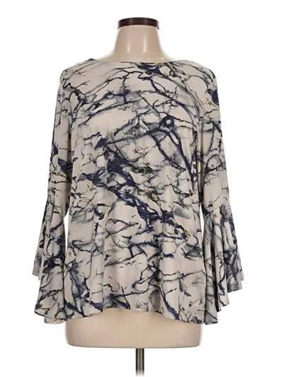 Pre-owned Joan Vass 3/4 Sleeve Blouse In Gray