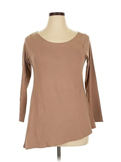 Pre-owned Joan Vass 3/4 Sleeve T-shirt In Brown