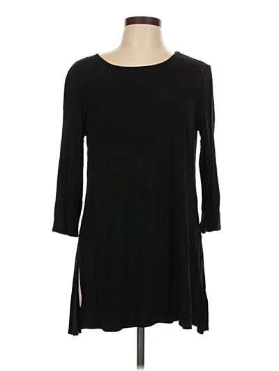 Pre-owned Joan Vass 3/4 Sleeve Top Black Boatneck Tops