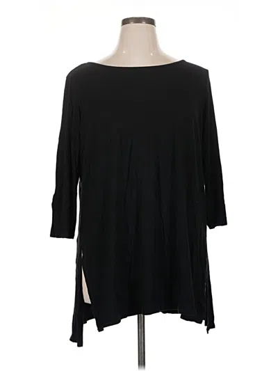 Pre-owned Joan Vass 3/4 Sleeve Top Black Boatneck Tops