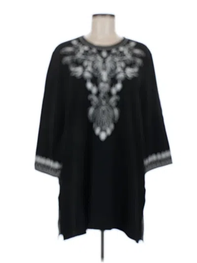 Pre-owned Joan Vass 3/4 Sleeve Top Black Crew Neck Tops