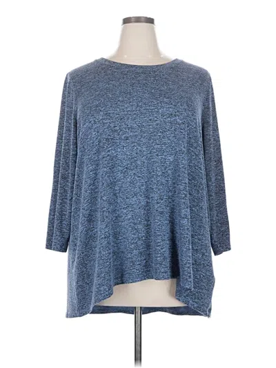 Pre-owned Joan Vass 3/4 Sleeve Top Blue Boatneck Tops