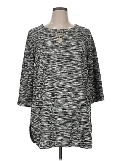 Pre-owned Joan Vass 3/4 Sleeve Top Gray Boatneck Tops