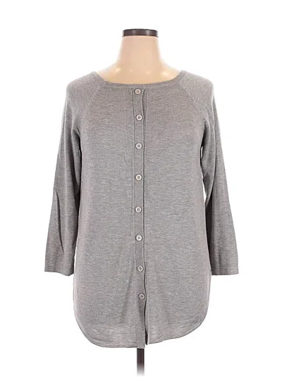 Pre-owned Joan Vass 3/4 Sleeve Top Gray Crew Neck Tops