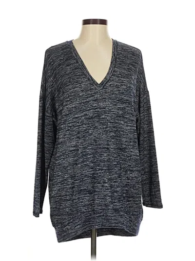 Pre-owned Joan Vass 3/4 Sleeve Top Gray V Neck Tops