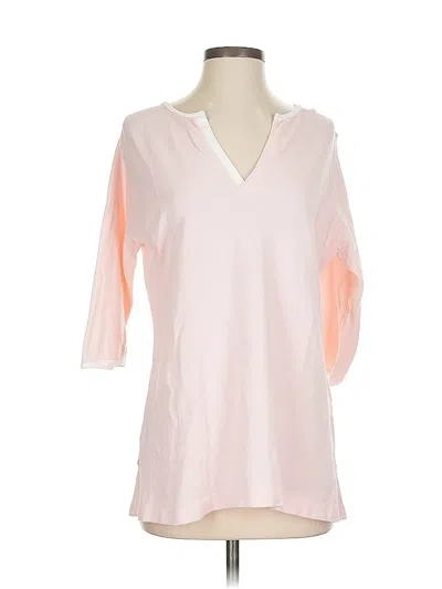 Pre-owned Joan Vass 3/4 Sleeve Top Pink V Neck Tops