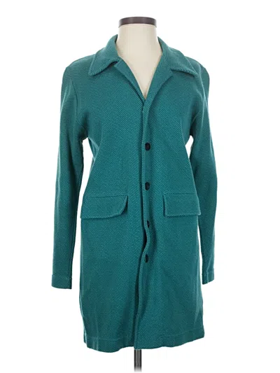 Pre-owned Joan Vass Coat In Teal
