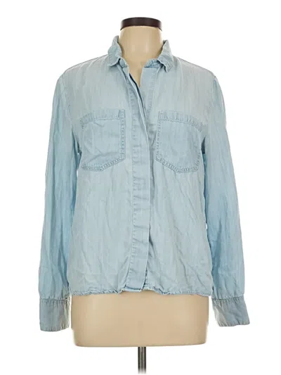 Pre-owned Joan Vass Long Sleeve Button Down Shirt In Blue