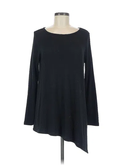 Pre-owned Joan Vass Long Sleeve Top Black Boatneck Tops
