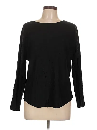 Pre-owned Joan Vass Long Sleeve Top Black Boatneck Tops