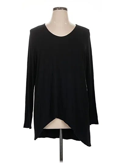 Pre-owned Joan Vass Long Sleeve Top Black Scoop Neck Tops